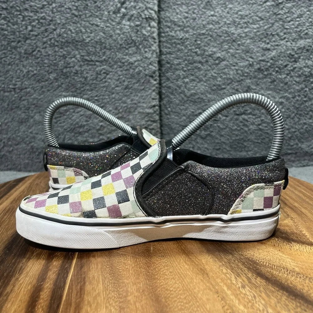 Vans Classic Slip On Glitter‎ Checkerboard Fairy Multicolor Size 3 Kids